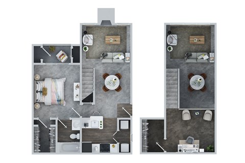 Floor plan for 1 bed, 1 bath, 849 sqft